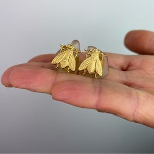 Gold Tone Honeybee Stud Earrings